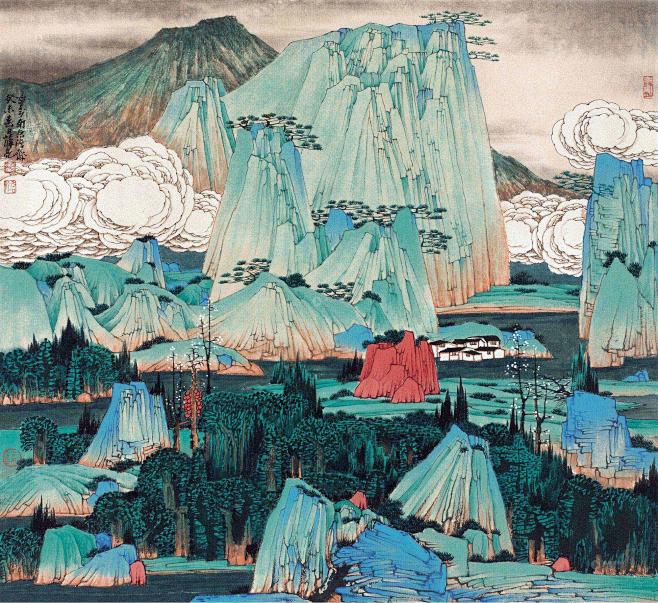 0608溪山林隐镜片设色纸本薛亮山水采集大赛