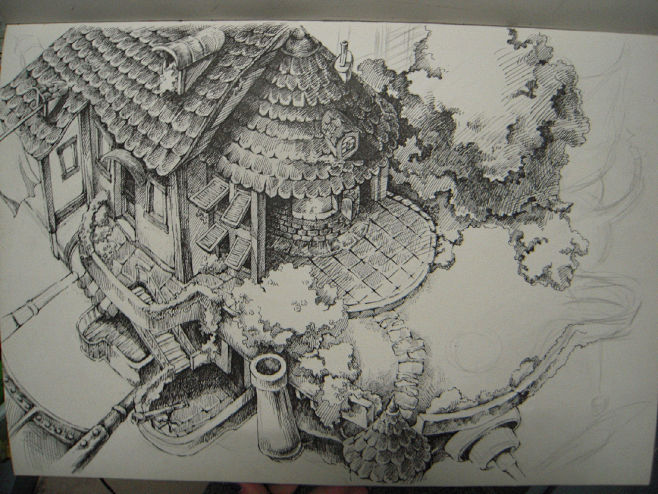 手绘宫崎骏动画电影场景速写化定期更新求指点临摹吧百度贴吧