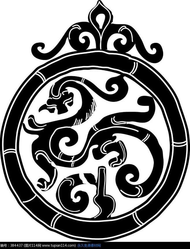 图片中国古典图案卷曲纹龙纹构成的圆形图案传统图案中国传统图案中华
