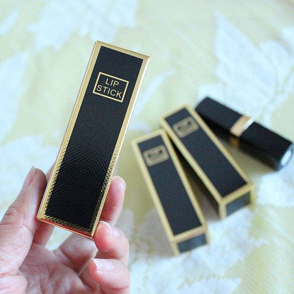 手工口红包装盒子纸盒黑底金边高档口红包材diy唇膏包装盒淘宝网
