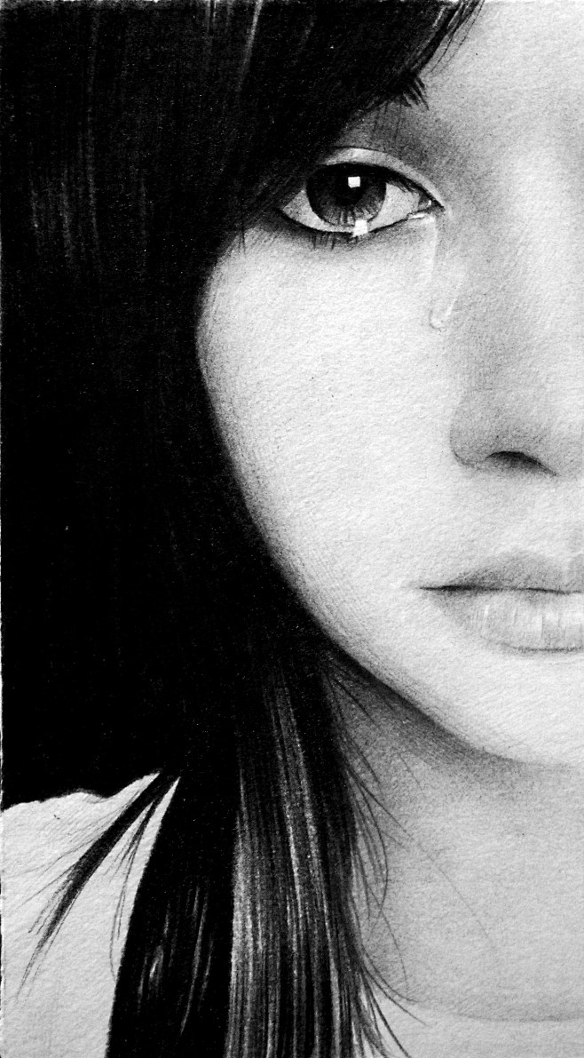 铅笔美女手绘素描插图