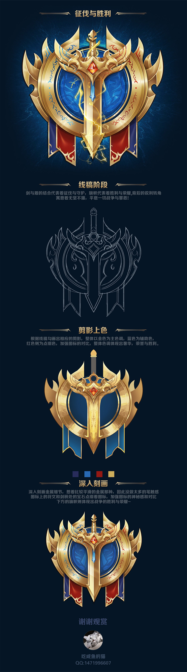 金色徽章,王者荣耀风格,金属徽章教程原创,小徽章,游戏图标,欧式游戏