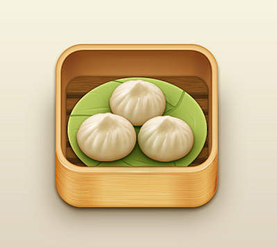 小笼包美食写实icon图标设计