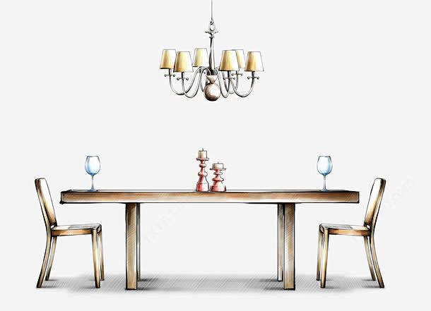 水墨餐桌家具背景高清素材实木桌椅免抠图片实木桌椅矢量ps家具手绘