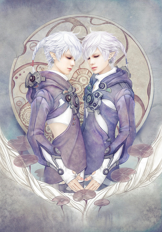 插画# #阿蝎虎# #二次元# 阿尔菲诺与阿莉塞 | 半次元 ( ^ ^) _u``