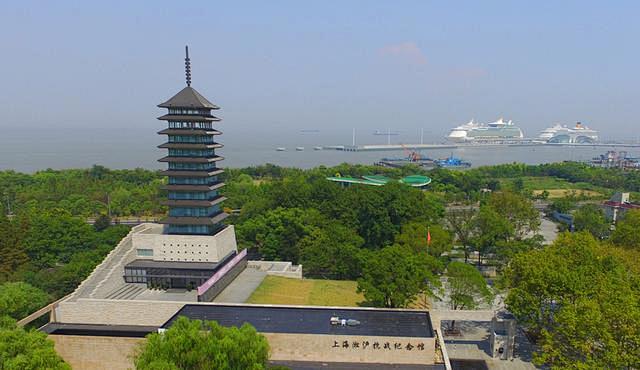 航拍血色淞沪主战场遗址上海淞沪抗战纪念馆