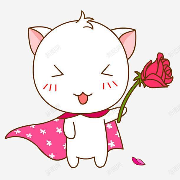 春天col采集于2021-02-22 18:03:02卡通女猫咪送玫瑰花卡通花素材春天