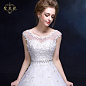 齐地婚纱2016新款春季欧式宫廷蕾丝显瘦花朵女士白色结婚双肩礼服