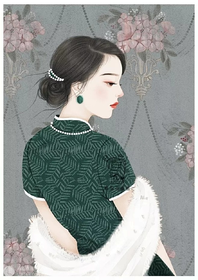 古风插画民国风一组民国风美人画师春忍在画画67676767