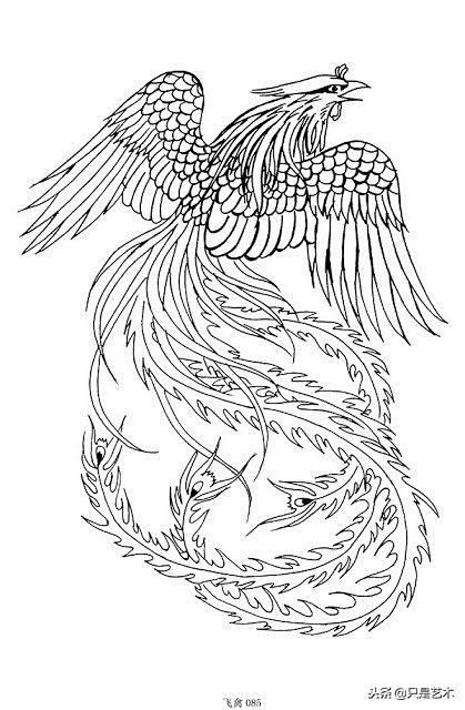 龙凤白描图