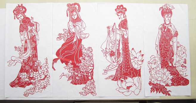 四大美女纯手工剪纸3060cm貂蝉西施王昭君杨贵妃淘宝网