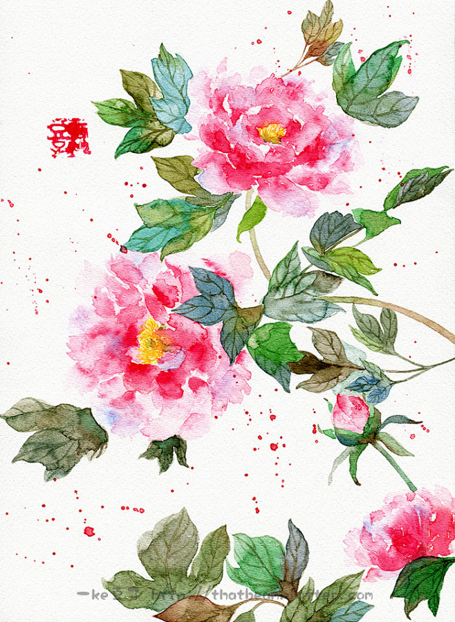 牡丹# #水彩画