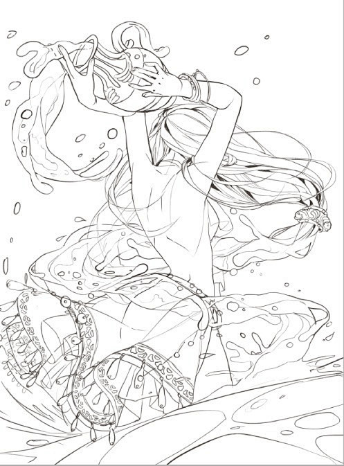 水精灵?怎样都好啦 线稿b-绘画   绘画日漫qinxjin同采自www.poocg.