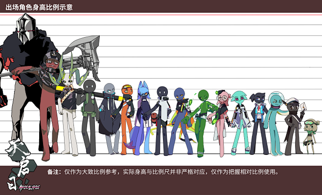 出场角色身高比例示意