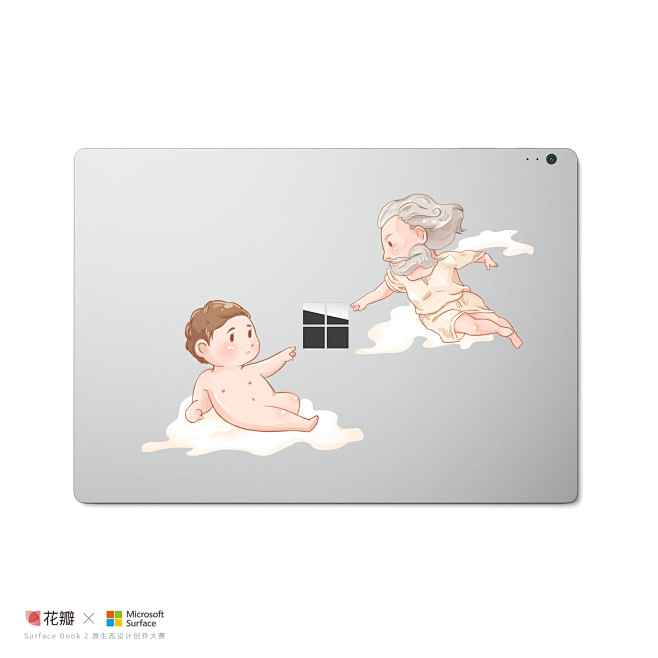 灵感来源于名画创造亚当从天而降的上帝将手指伸向surfacebook2将灵魂