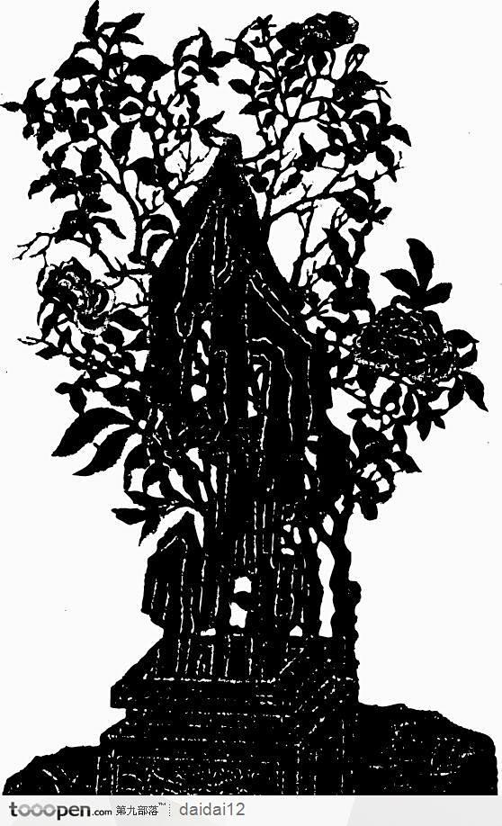 茂盛的树木皮影