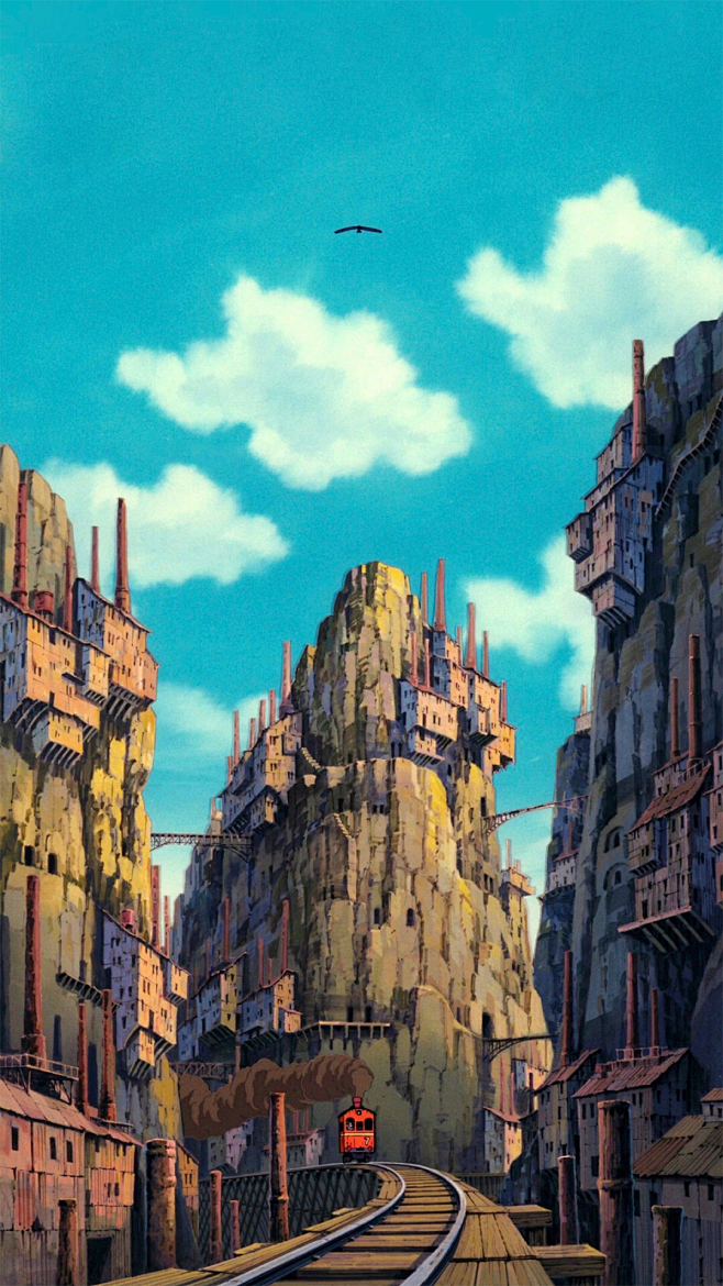 天空之城宫崎骏动漫插画漫画萌系水粉唯美头像壁纸情侣头像美景意境