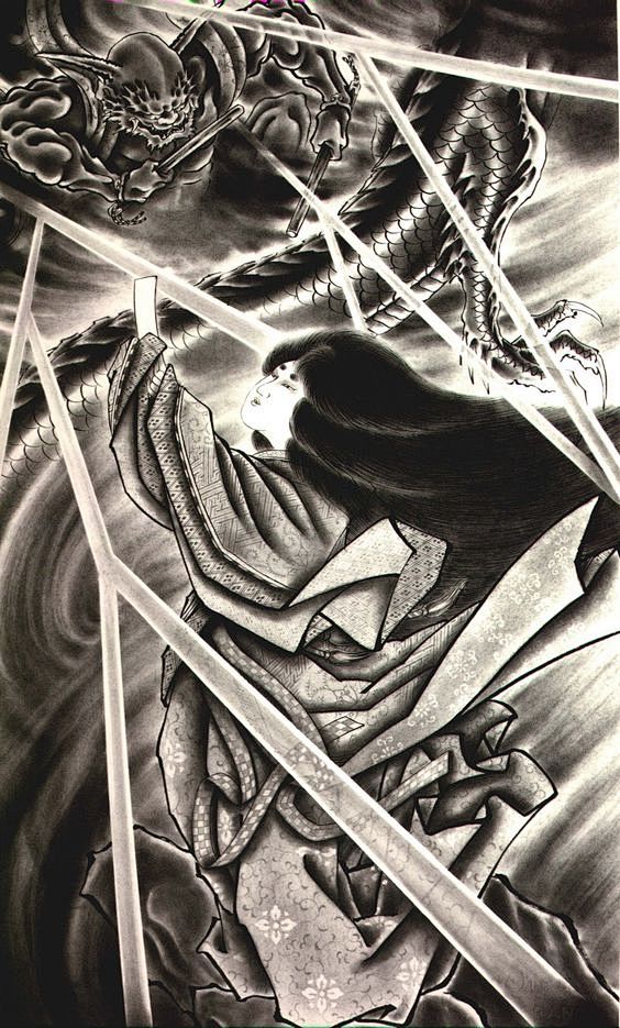 日本纹身大师三代目雕佑西yoshihitonakano原画手稿赏