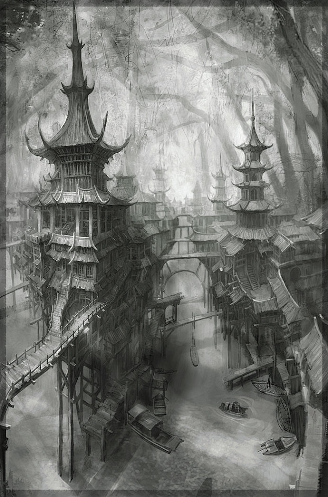 景物线稿12