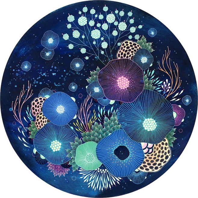 12:32:01biomorphic art by yellena james插画---yellena james花逸