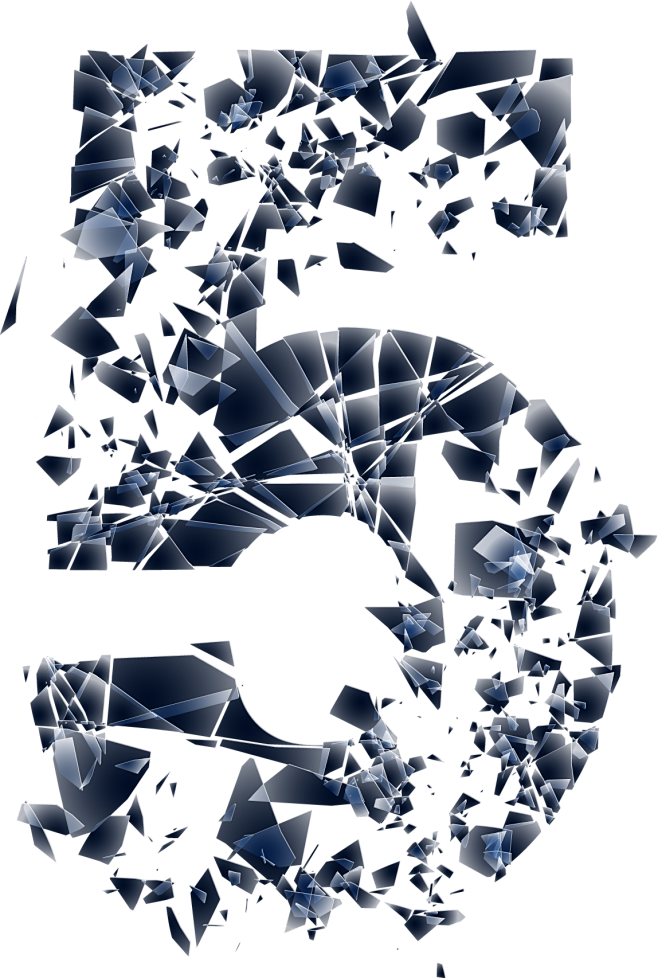 png藝術字創意玻璃破損破碎阿拉伯數字碎片數字4