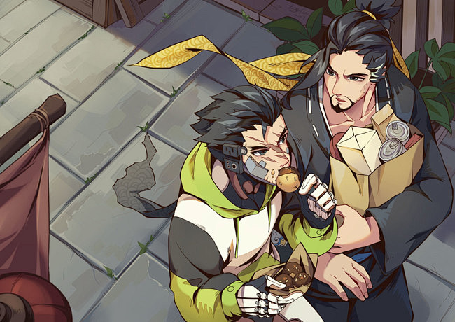 守望先锋同人图插画壁纸岛田兄弟的日常之五半次元第一中文cos绘画