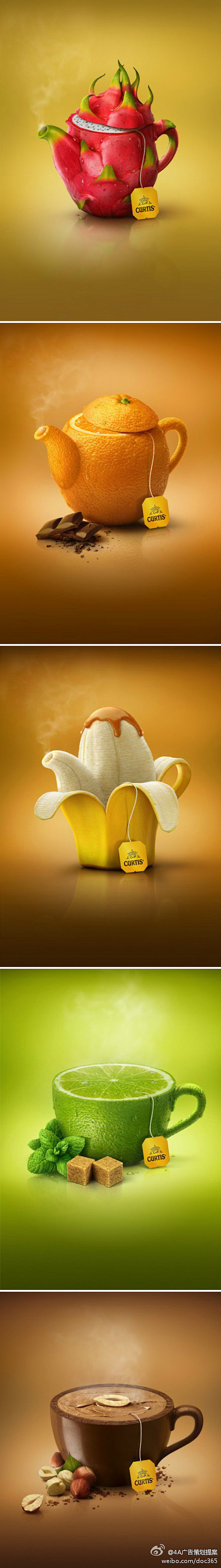 来自莫斯科平面设计师catzwolf的创意茶包的广告很有趣的多种口味的