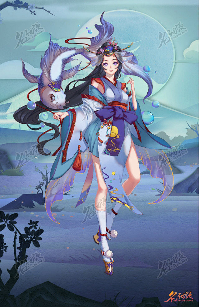 阴阳师同人鲤鱼精同人鲤鱼精立绘和风阴阳师角色原画作品图片素材