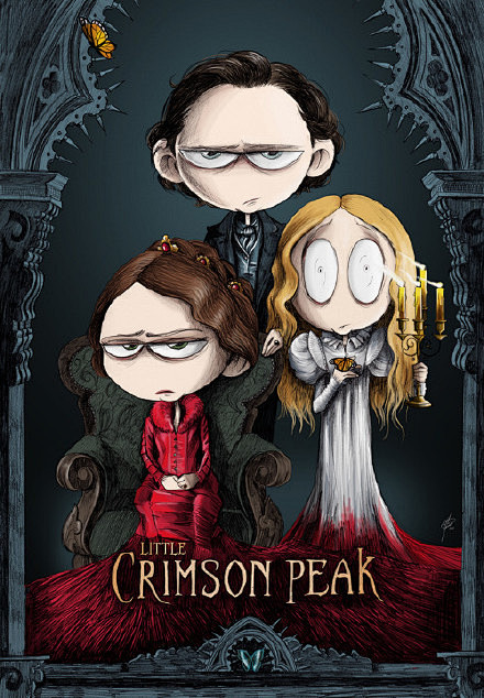 哈哈哈粉丝创作的q版抖森新片猩红山峰海报这诡异的萌感好可爱电影将