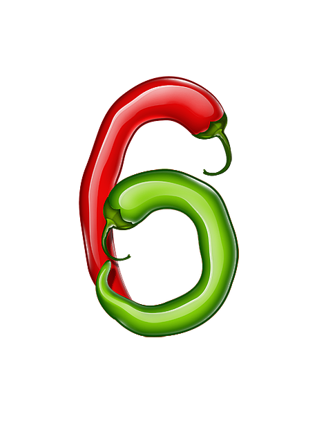 png艺术字创意卡通辣椒文字蔬菜食材数字阿拉伯数字6