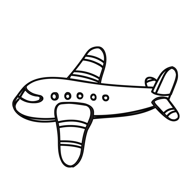 飞机黑白画有创意简单图片