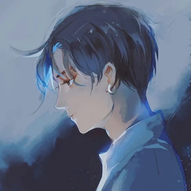 动漫男头蓝色忧郁