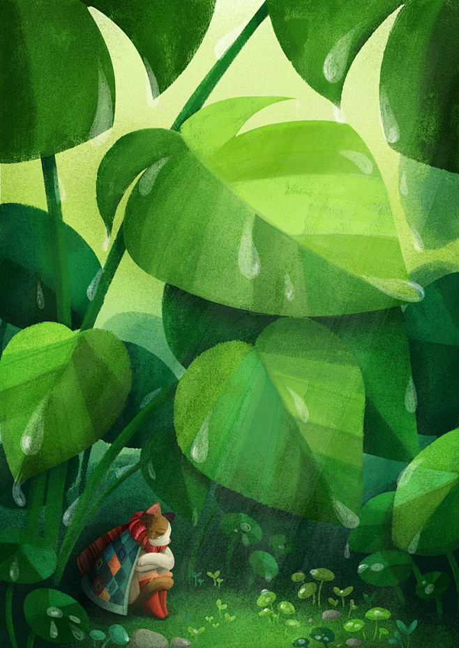 幻想森林10款绿色调儿童插画