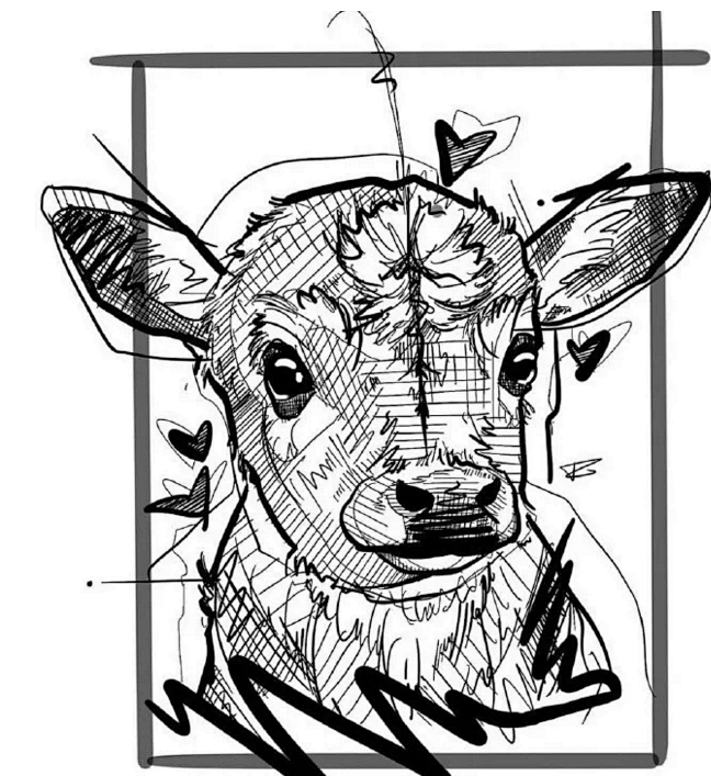 一款可爱个性的动物羊纹身手稿图案