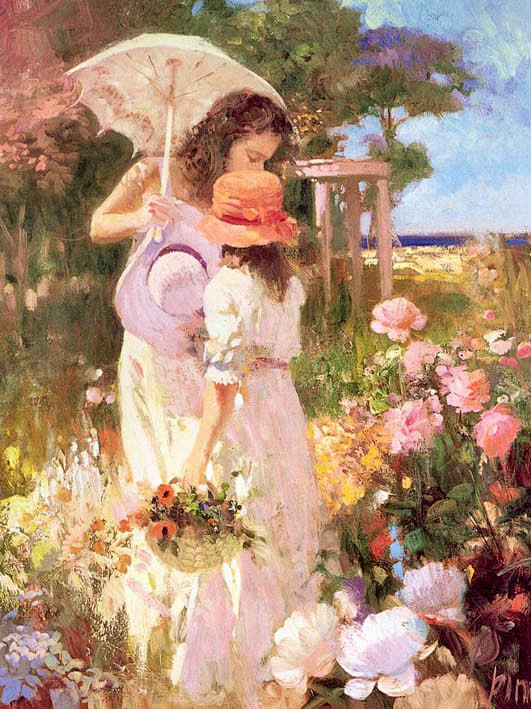 名画人物油画世界名画风景人物 名画质感 儿童与自然油画世界名画人物