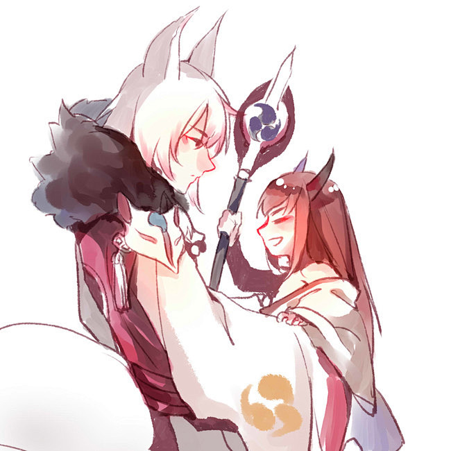 同人图 插画 壁纸 | 夜叉x妖狐 | 半次元-第一中文cos绘画小说社区二