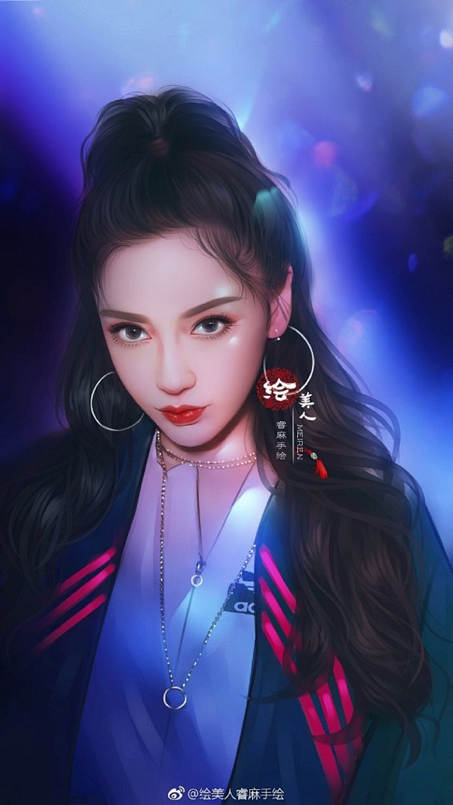 微博绘美人睿麻手绘杨颖angelababy手绘转绘图禁止盗图二改抹水印哦收