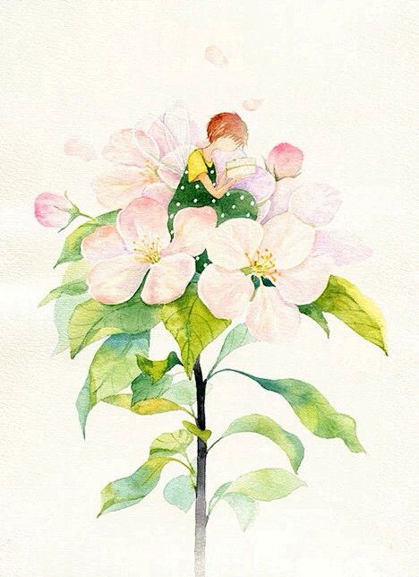 花水彩女孩彩铅