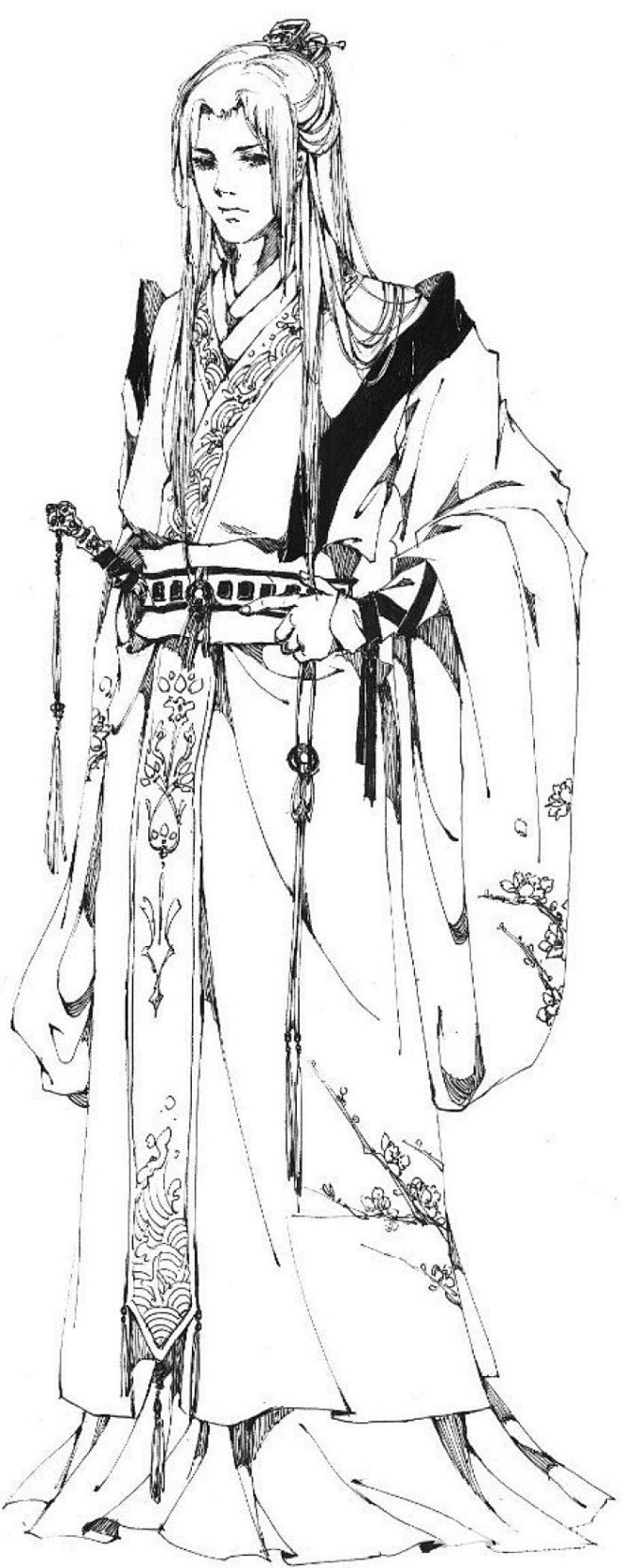 阿克休从随心的转采于2020-06-05 09:14:58古风漫画人物铅笔画手绘-线