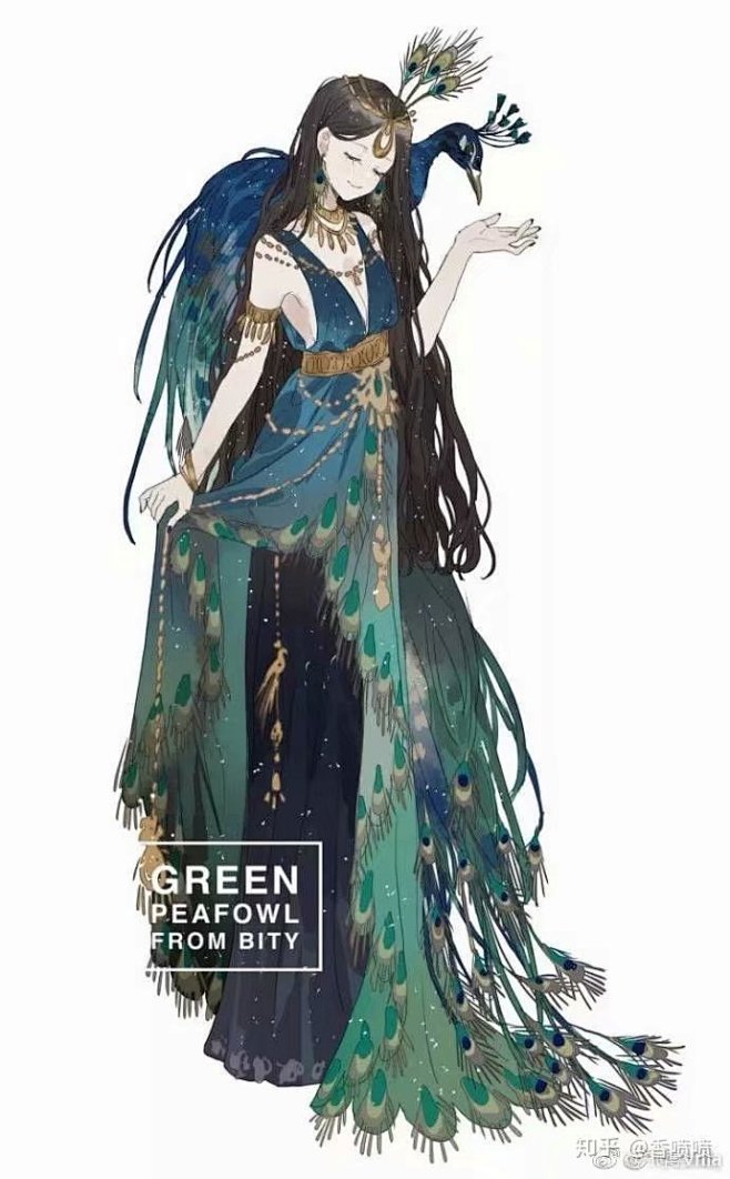 鸟类拟人系列绿孔雀