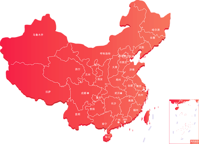 中国红色地图放大图片