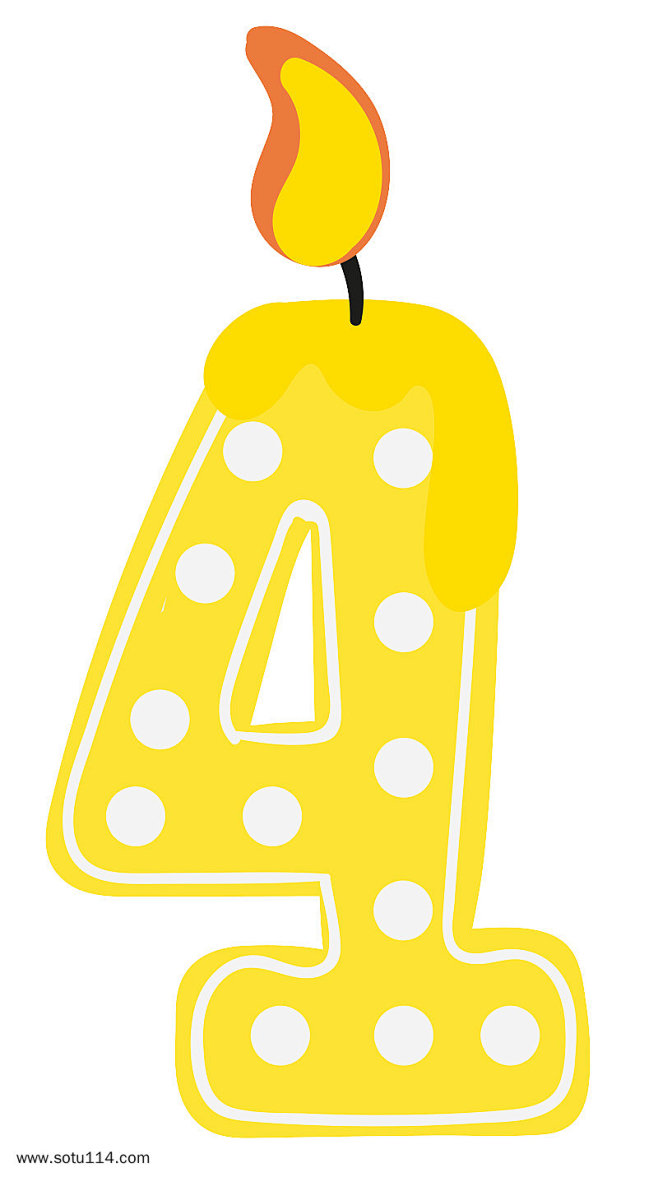 数字4卡通生日蜡烛