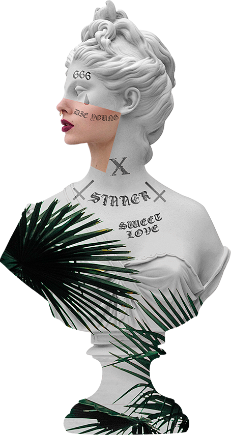 蒸汽波艺术个性石膏拼贴故障低保真雕塑免抠png