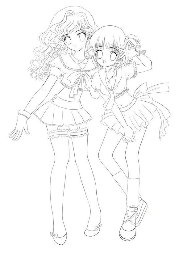 线稿全身漫画卡通人物绘画