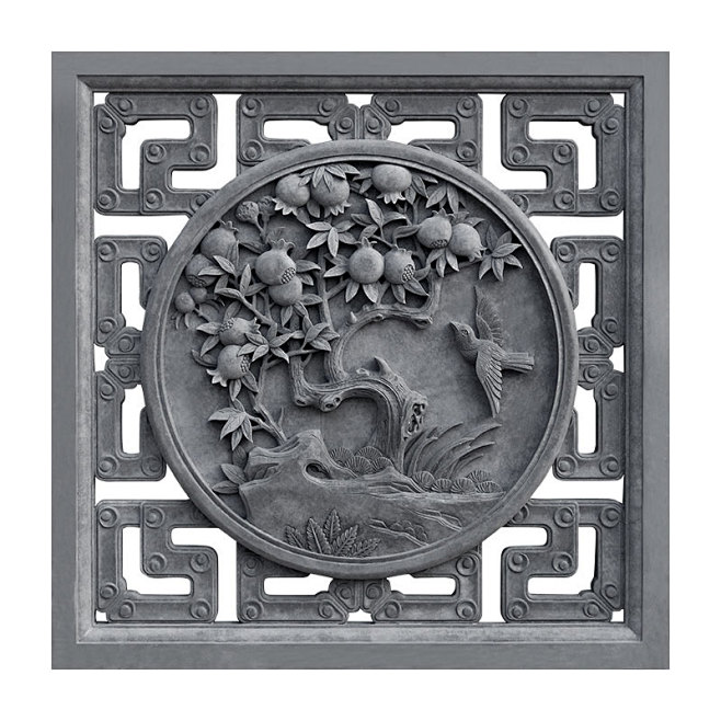 唐苑古建花窗仿古浮雕花中式砖雕影壁照壁青砖喜乐多福镂空1淘宝网