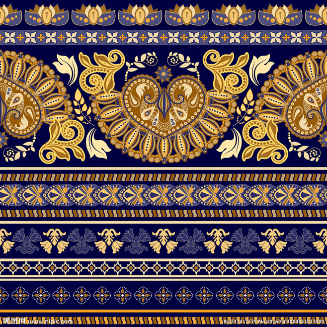民族装饰图案 异国风情图案 古典花纹图案 古典装饰花纹 蓝色复古纹样