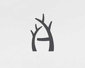 字母a 树枝 logo