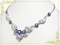 全球购 华贵闪耀 意大利工艺白金钻石蓝宝石项链39cm-淘宝