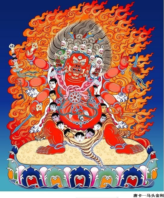 马头金刚唐卡矢量图