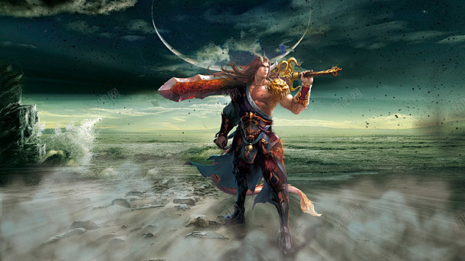 龙人合成图背景桌面